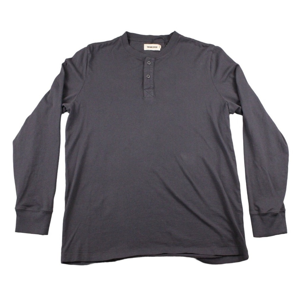 Taylor Stitch Henley Shirt Men‎ 40 / Medium Navy Long Sleeve Button Front Casual